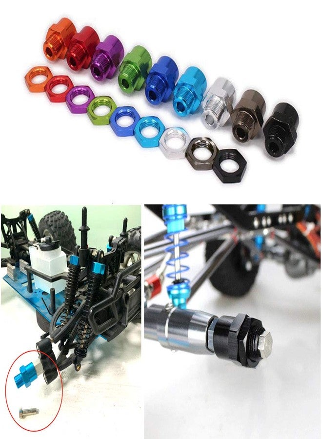 LAFEINA 4PCS Aluminum Alloy Wheel Hex Hub 12mm Turn to 17mm Conversion Adapter for 1/10 RC Model Car Convert to use 1/8 Tires Upgrade Parts(Green) - Image 2